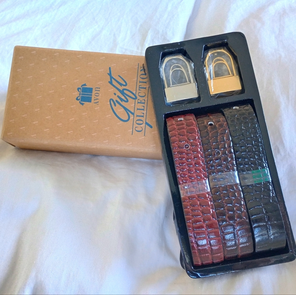 Avon Men's Leather Belt Set 5 Piece